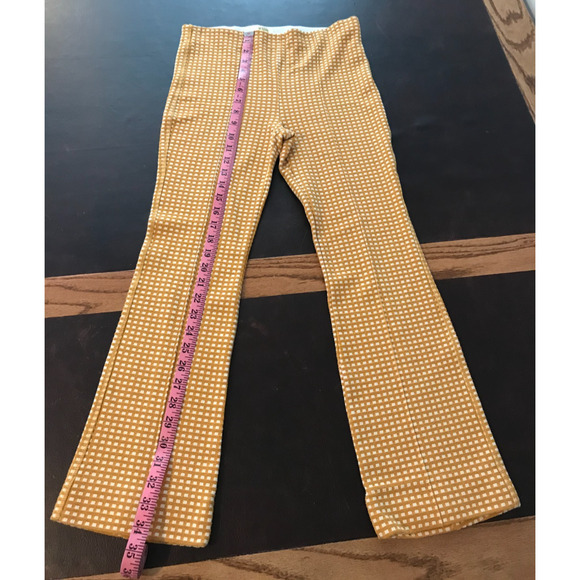 Anthropologie Maeve Mollie Flare Yellow/White Gingham Pants - Size Extra Small - Picture 8 of 11